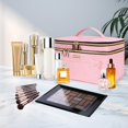 thumbnail image 2 of Bolsa de maquillaje BAFAMYE Double Layer Travel para mujer rosa, 2 of 7