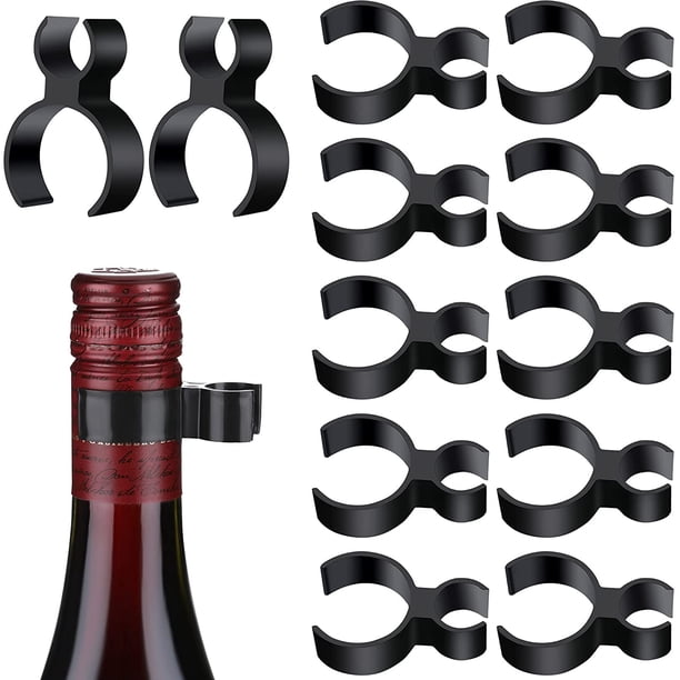 12 Piezas Bengalas para Botellas de Champán Clips de Seguridad de un Solo Soporte Clips de Bengalas para Servicio de Botellas de Plástico Negro para Velas Aniversarios Cocina Casera