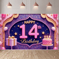 thumbnail image 5 of Decorative Design Birthday Banner Cake Decoration Happy 14th Party Backdrop Polyester Material for Birthday Party Celebration Kids Party, 5 of 7
