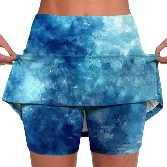 Jacenvly New Summer Skorts for Women Fashion Women's Color Mid-Waist Skirt Pants Sports Shorts Bottoming Skirt Pants Comfortable Multicolor