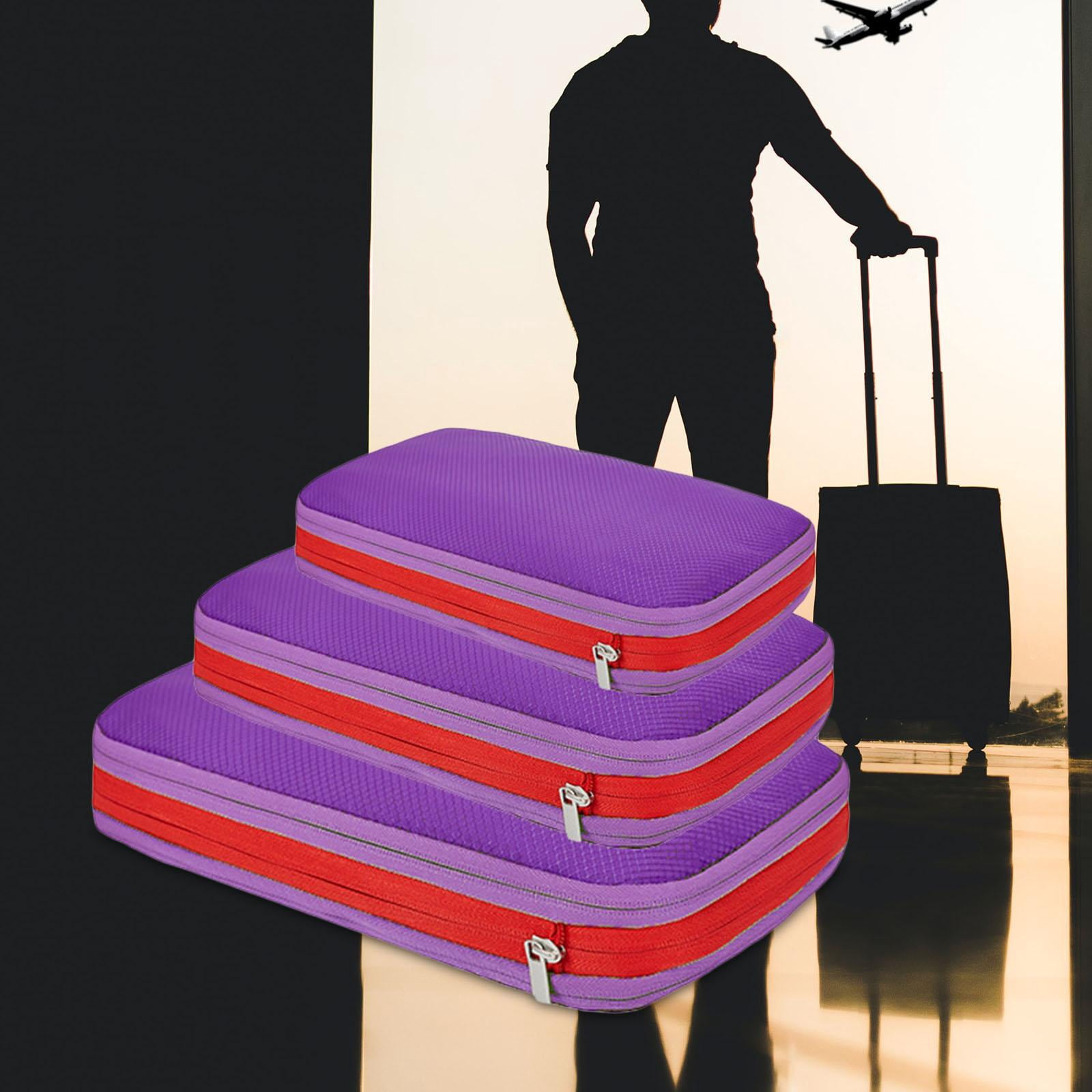 Axioma 3 Pieces Compression Packing Cubes Waterproof Double Zippers Storage Bags Double Violet