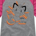 thumbnail image 3 of Pokémon - Happy Meowth Retro - Girls Raglan Graphic T-Shirt, 3 of 5