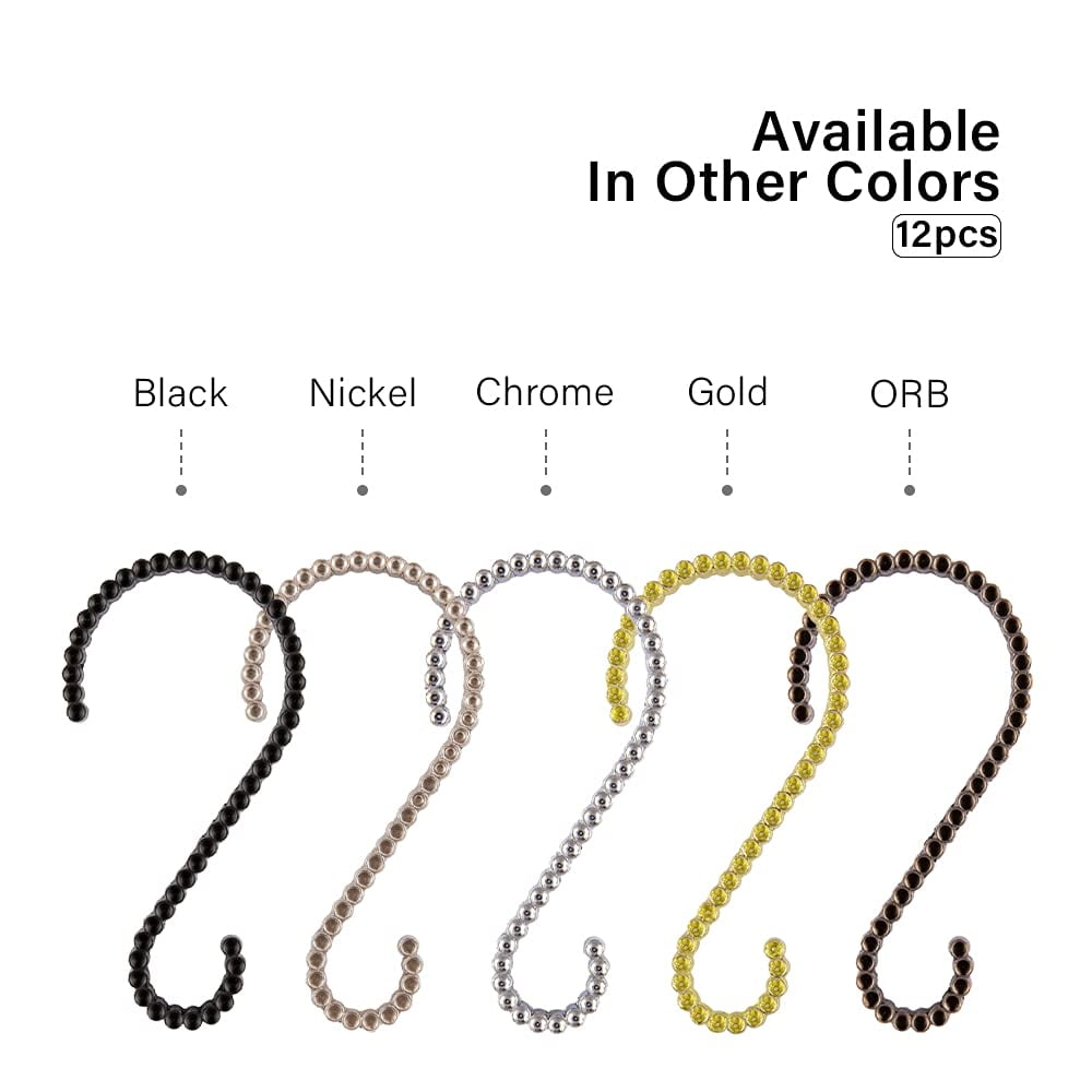 Utopia Alley Shower Rings, Shower Curtain Rings for Bathroom, Rustproof Zinc Shower Curtain Hooks Rings, S Shaped Hooks for Shower Curtains, Set of 12, Gold