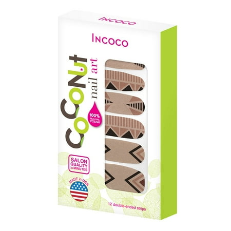 Incoco Coconut Nail Art Double-Ended Nail Polish Strips, Missing Piece, 12 Count