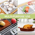 thumbnail image 4 of Roll Up Dish Drying Rack, 20.5" x 12.8" Foldable Stainless Steel Over The Sink Dish Drainer with Removable Utensil Holder, Multipurpose Rolling Drying Rack for Kitchen Sink Counter Storage, Grey, 4 of 9