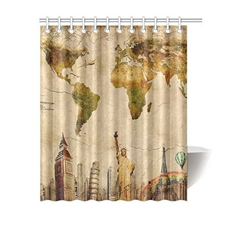 Pop Vintage World Map Home Decor City Landmark World Travel