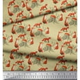 thumbnail image 3 of Soimoi Beige Poly Georgette Fabric Tree Stump & Fox Animal Printed Fabric 1 Yard 42 Inch Wide, 3 of 5