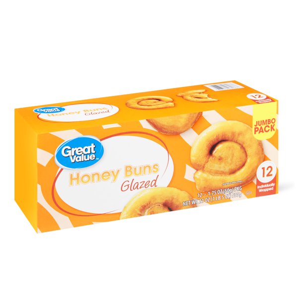 Great Value Honey Buns, 21 oz, 12 Count