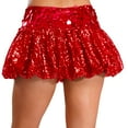 thumbnail image 2 of Raenseen Jupe Mini à Paillettes Y2K pour Femmes, Paillettes Brillantes, Taille Haute, Concert Festival Rave Rouge G, 2 of 4
