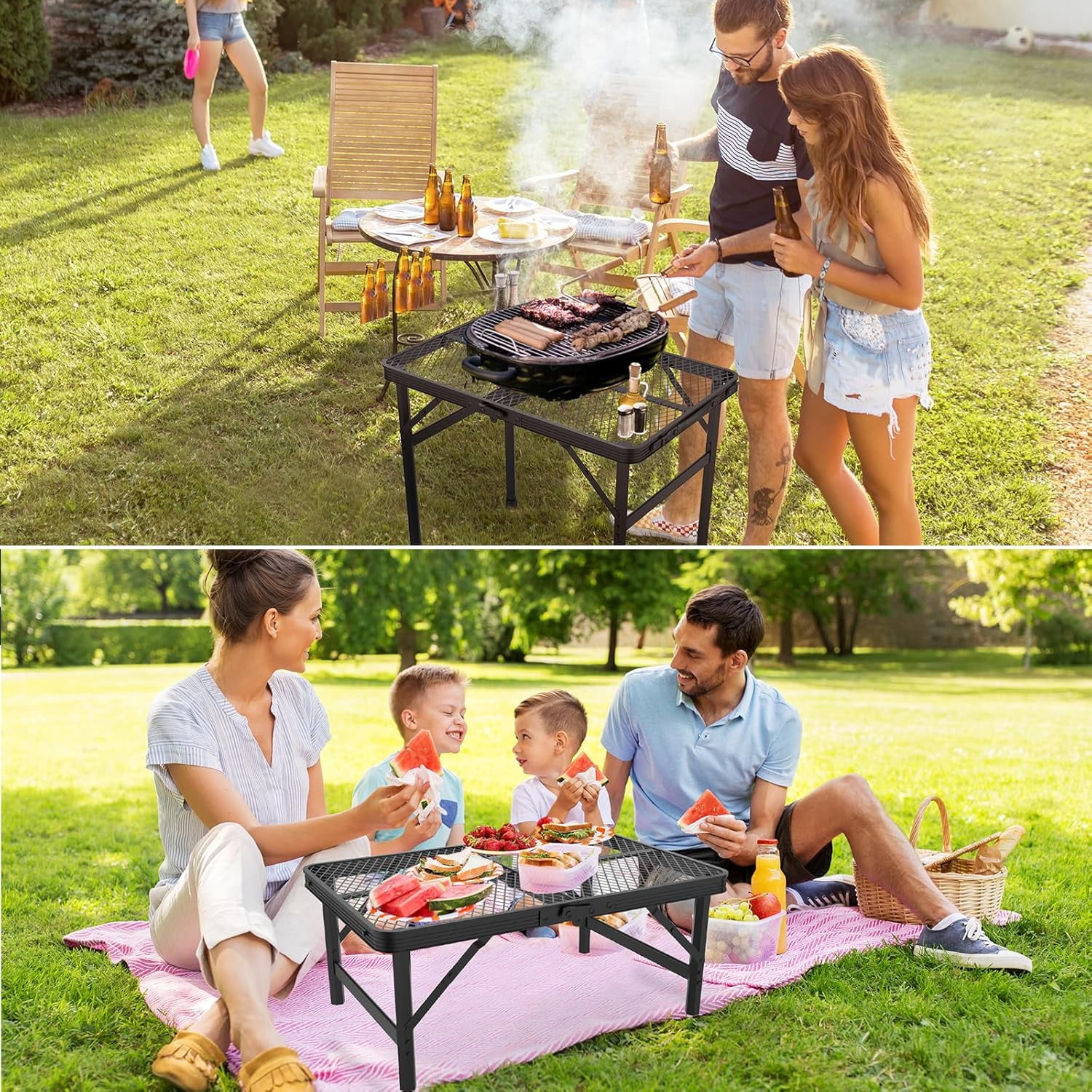 Small Folding Table Portable 2x1.3 FT Folding - Portable Aluminum BBQ ...