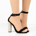 thumbnail image 2 of VerPetridure Women's Sandals Summer Casual Sexy Suede Ankle Strap Rhinestone High Heel Buckle Chunky Sandals, 2 of 4