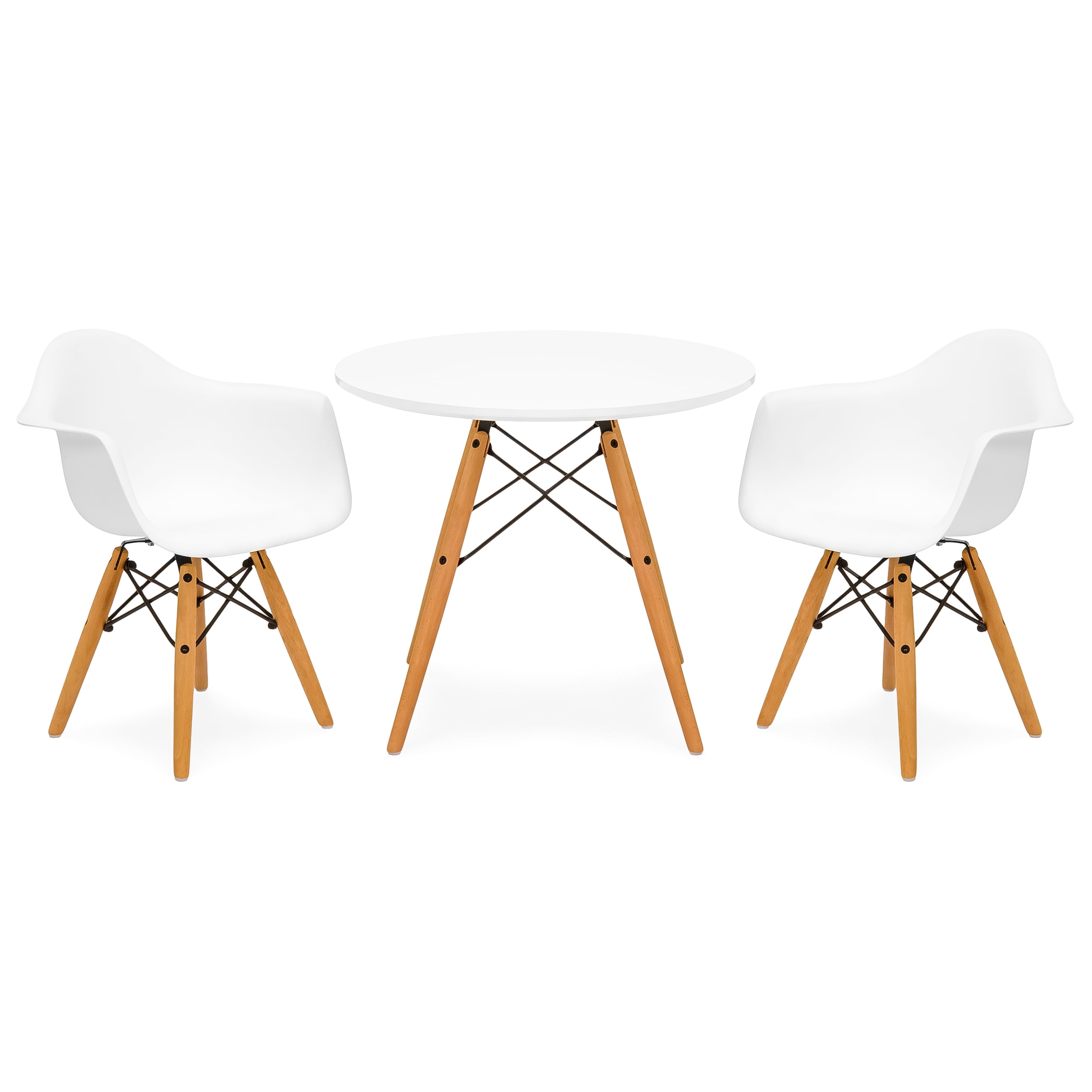 Best Choice Products Kids Mid Century Modern Mini Eames Style Best Choice Products Kids Mid Century Modern Mini Eames Style Multifunctional Round Table Set For Bedroom Playroom Dining Room W 2 Wood Leg Chairs