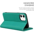 thumbnail image 4 of for iPhone 11 Wallet Case with RFID Blocking Card Slots Holder and Wrist Strap,Flip Folio Magnetic Closure,Kickstand,Genuine Leather Cover Case for iPhone 11 6.1",Pure Green, 4 of 16