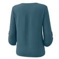 thumbnail image 7 of KTFgvq Women's Scoop Neck 3/4 Sleeve Blouses, Relaxed Fit Casual Tops, Solid Color Tees, Lightweight Linen for Vacation, Summer, Navy S, 7 of 7