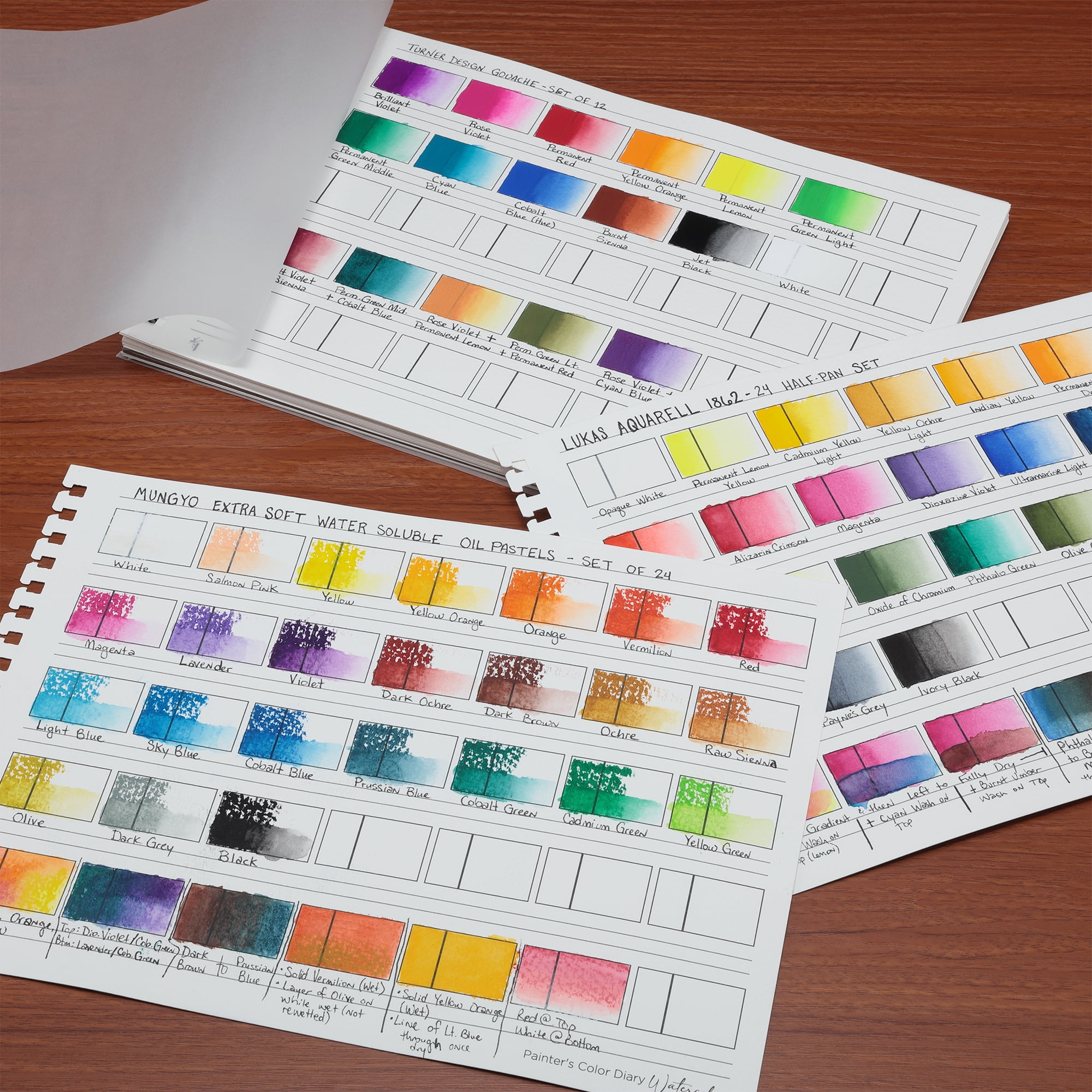HG Art Concepts Painters Color Diary - 9x12" 140lb Spiral-Bound Acid-Free Color Swatch Book with 10 Pages for Watercolor & Mixed Media - 2 Pack