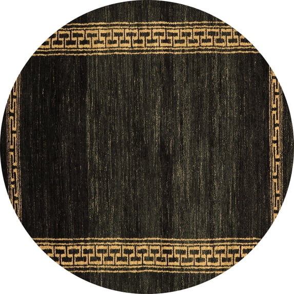 Ahgly Company Indoor Round Abstract Brown Modern Area Rugs, 5' Round
