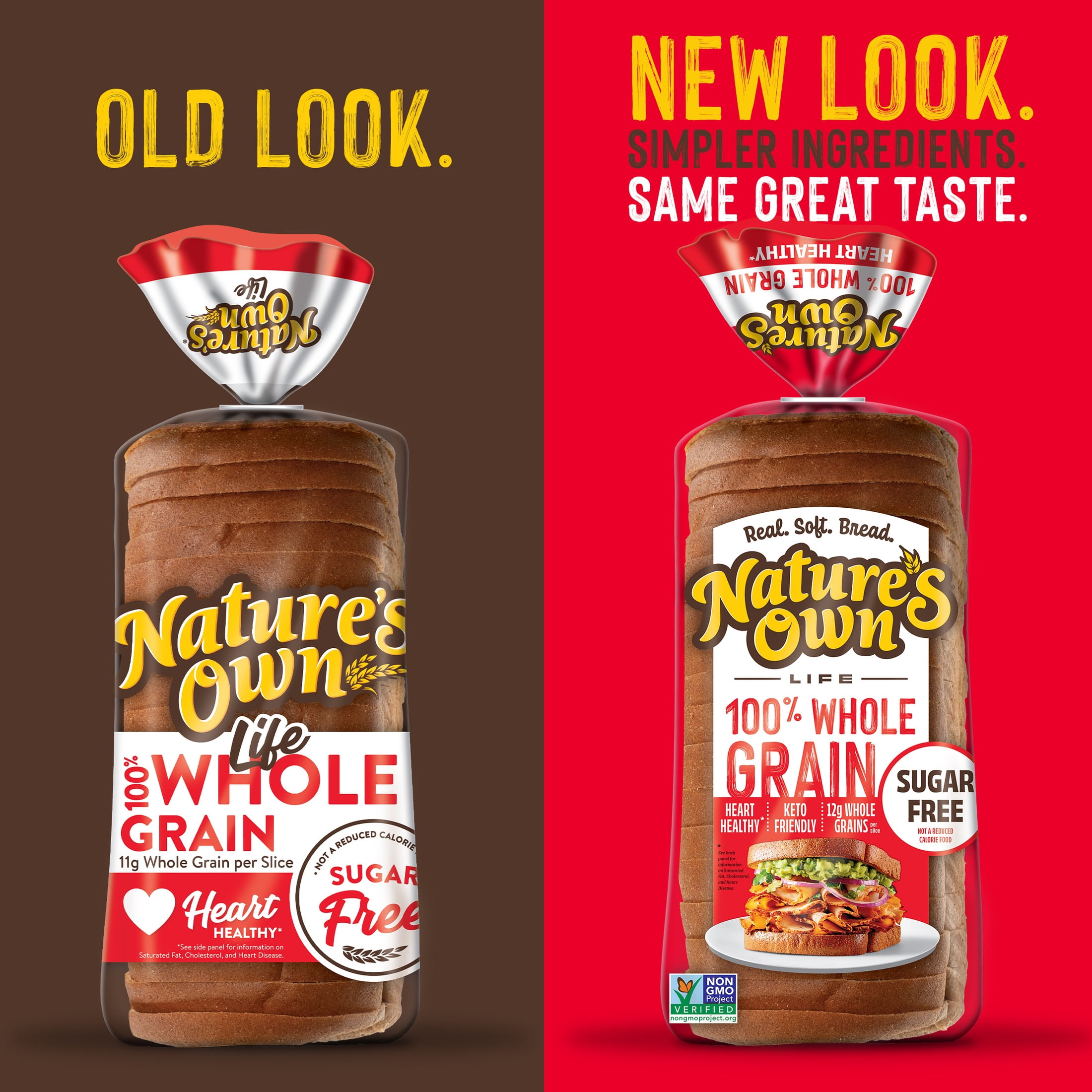 Nature's Own Life 100% Whole Grain Bread, Sugar Free Bread, Non-GMO Keto Friendly, 16 oz Loaf