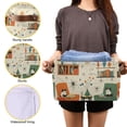 thumbnail image 3 of Yayeee Canvas Storage Basket with Handles for Shelves Fabric Bins Closet Organizer, Beige Cats Reading, 3 of 8