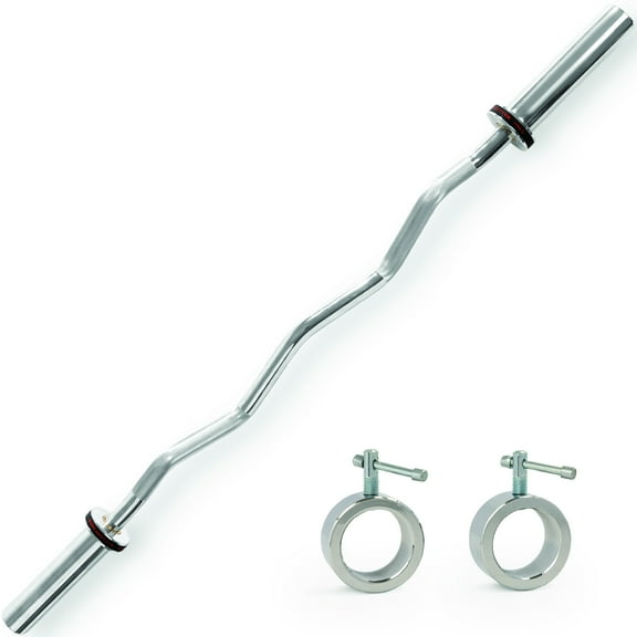 Sunny Health & Fitness 47” Olympic EZ Curl Bar - SF-OB03-47