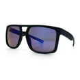 thumbnail image 4 of Mens Color Mirror Mobster Racer Flat Top Plastic Rectangle Sunglasses Black Blue - Blue Mirror, 4 of 8