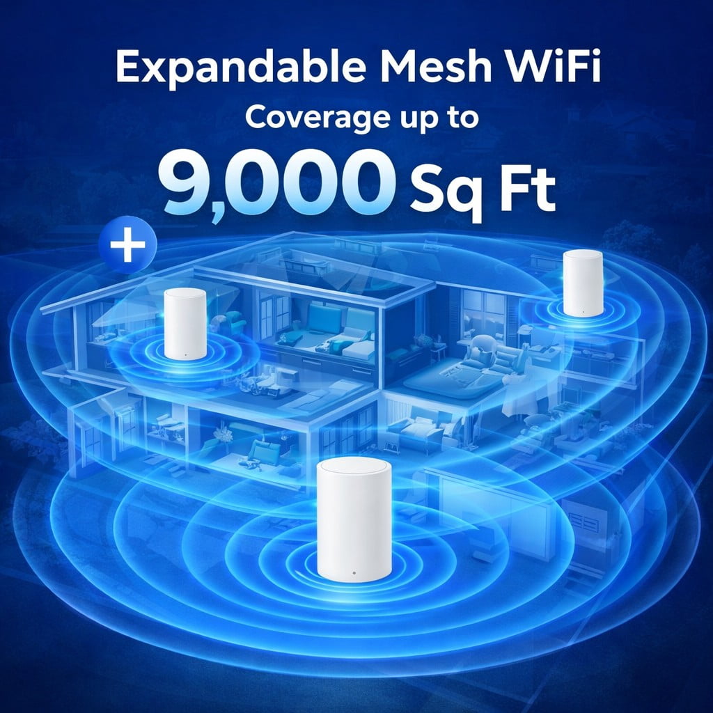 Motorola AC2200 Tri-Band Mesh whole home/small business WiFi system Coverage up to 9,000 sq ft | 3-pack Router | Easy Setup, Network Protection, Parental Controls ,Mobile App Manage
