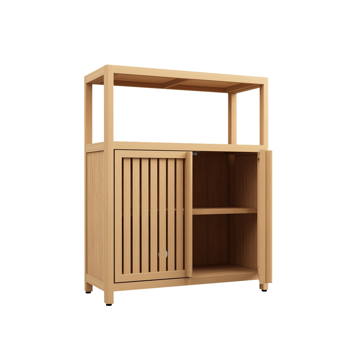 Leumius Neutral Bathroom Storage Cabinet,Bamboo Storage Cabinet with Doors for Bathroom Living Room