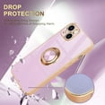 thumbnail image 5 of for iPhone 15 Case with Stand 360° Rotatable Ring Holder Magnetic [with 2 Screen Protector] Kickstand Gold Plating for Women Men Shockproof Protective Phone Case Cover for iPhone 15, Purple, 5 of 14