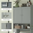 thumbnail image 4 of Resenkos Modern Over-The-Toilet Storage Cabinet with 2 Doors and Built-In Toilet Paper Holder, Gray, 4 of 7