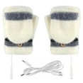 thumbnail image 4 of Penkiiy Heated Mittens for Women Laptop Women USB Heated Mitten Full&Half Finger Winter Warm Knit Hand Gloves Beige Mittens, 4 of 5