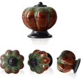 thumbnail image 2 of 2025 5x European Style Ceramic Drawer Handle Furniture Knobs Pumpkin Shape Vintage Green with Screws, 2 of 5