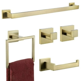 5 Piece Bath Hardware with Towel Bar Towel Hook Toilet Paper Holder and Towel Ring Set in Brushed Nickel Walmart