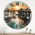thumbnail image 3 of Designart "Coastalpier Pier Perspective Painting II" Nautical & Beach Oversized Wall Clock, 3 of 5