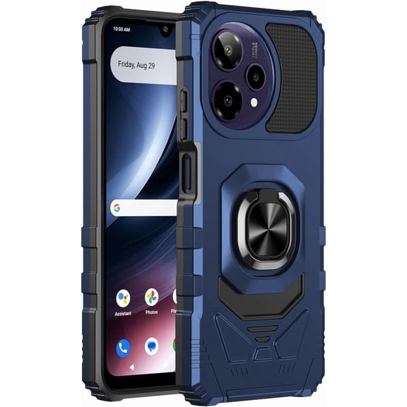 For AT&T Motivate Pro 2 SN512A Robotic Ring Kickstand Phone Case   Tempered Glass - Blue