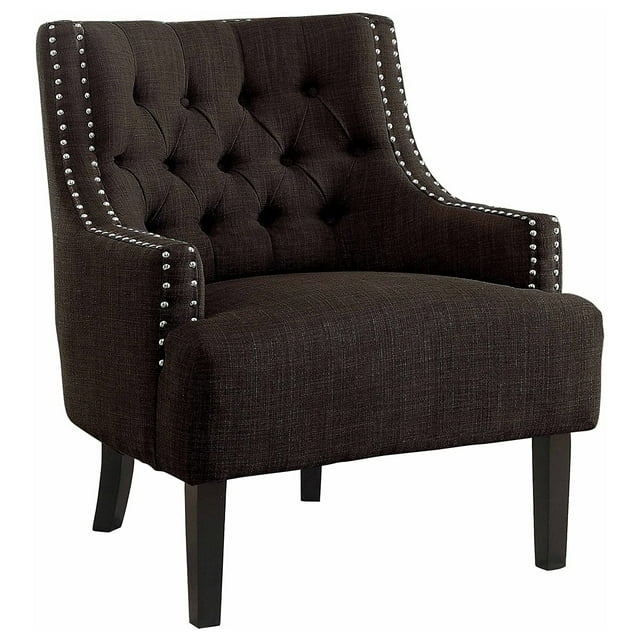 Homelegance Diamond Tufted Upholstered Accent Chair, 18 Inches High, Chocolate