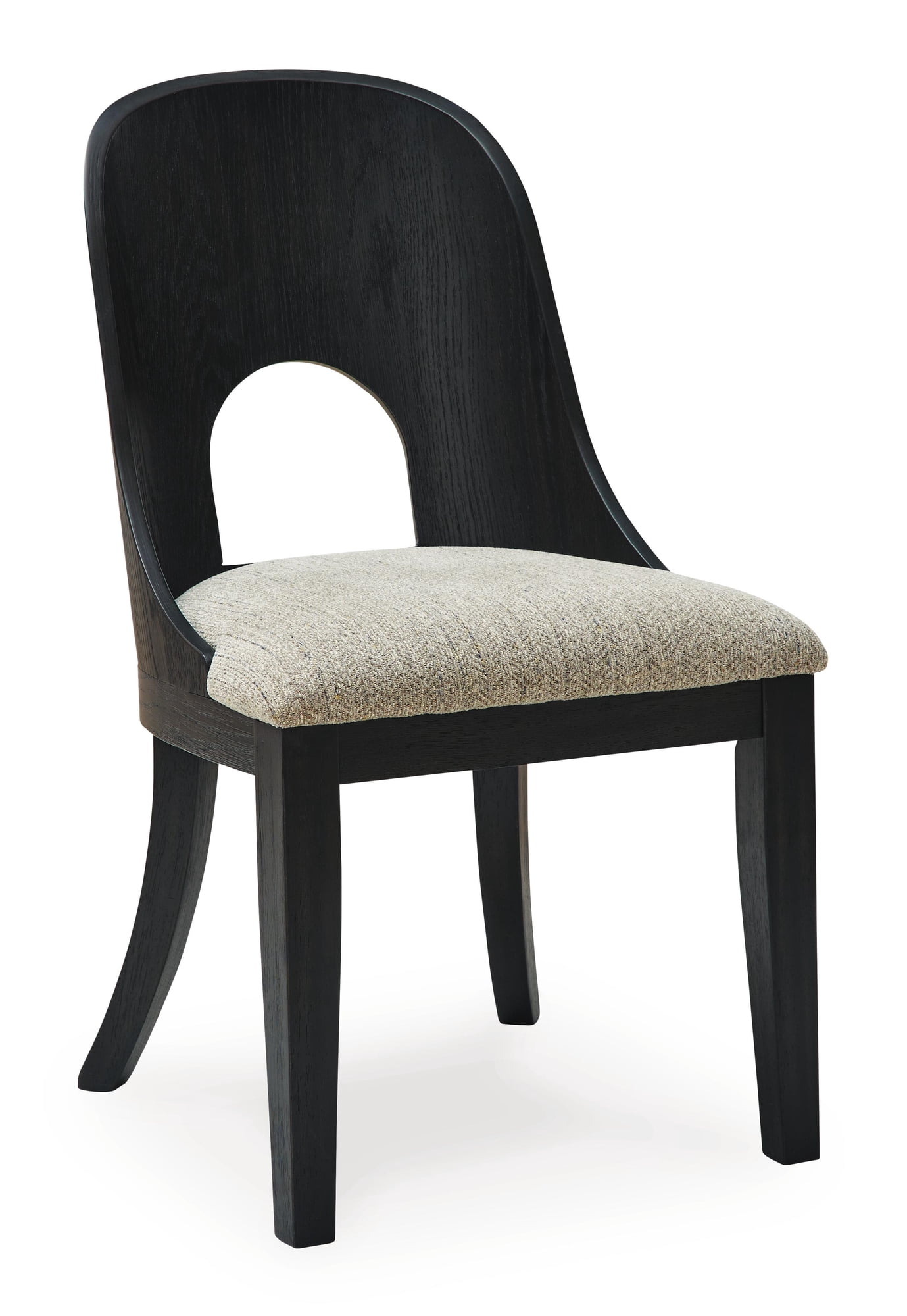Signature Design by Ashley Rowanbeck Upholstered Dining Side Chair Set (2), Gray/Black, Contemporary Curved Wood Chairs with Cushioned Seats