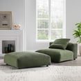 thumbnail image 1 of Solace Modular Corduroy Upholstered Armless Chair and Ottoman Set in Fern, 1 of 11