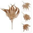 thumbnail image 4 of Plantas artificiales doradas/plateadas brillantes con diseño de hojas, decoración navideña, ramo de flores, ramas con purpurina en polvo, decoración para bodas, 4 of 5