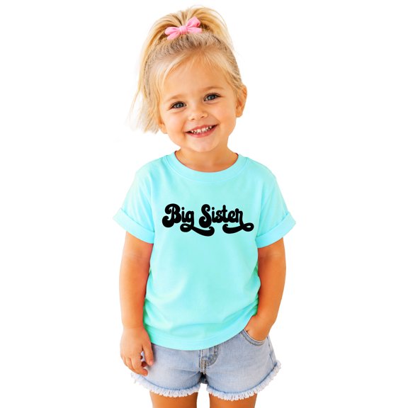 Retro Big Sister Sibling Reveal Announcement Shirt for Baby and Toddler Girls Sibling Outfits Chill Shirt