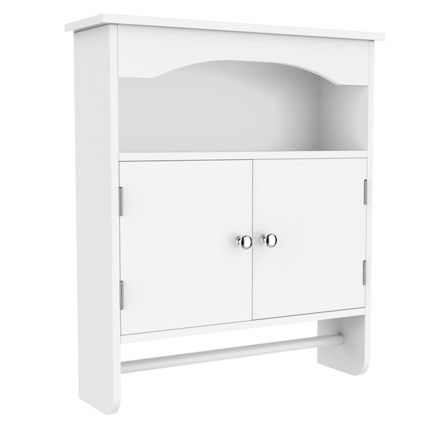 Yaheetech White Wood Bathroom Wall Mount Cabinet Toilet Medicine Storage Organizer Bar Walmart Com Walmart Com