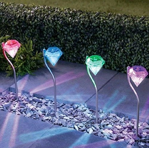 MAGGIFT Tall Solar Garden Lights Christmas Outdoor Decorations with Red Blue, 