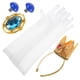 thumbnail image 4 of KAKOWELY 1 juego de accesorios para disfraz de princesa, accesorio para disfraz de cosplay, guante de princesa, pendiente, disfraz de fiesta, broche de princesa para disfraz de cosplay., 4 of 5
