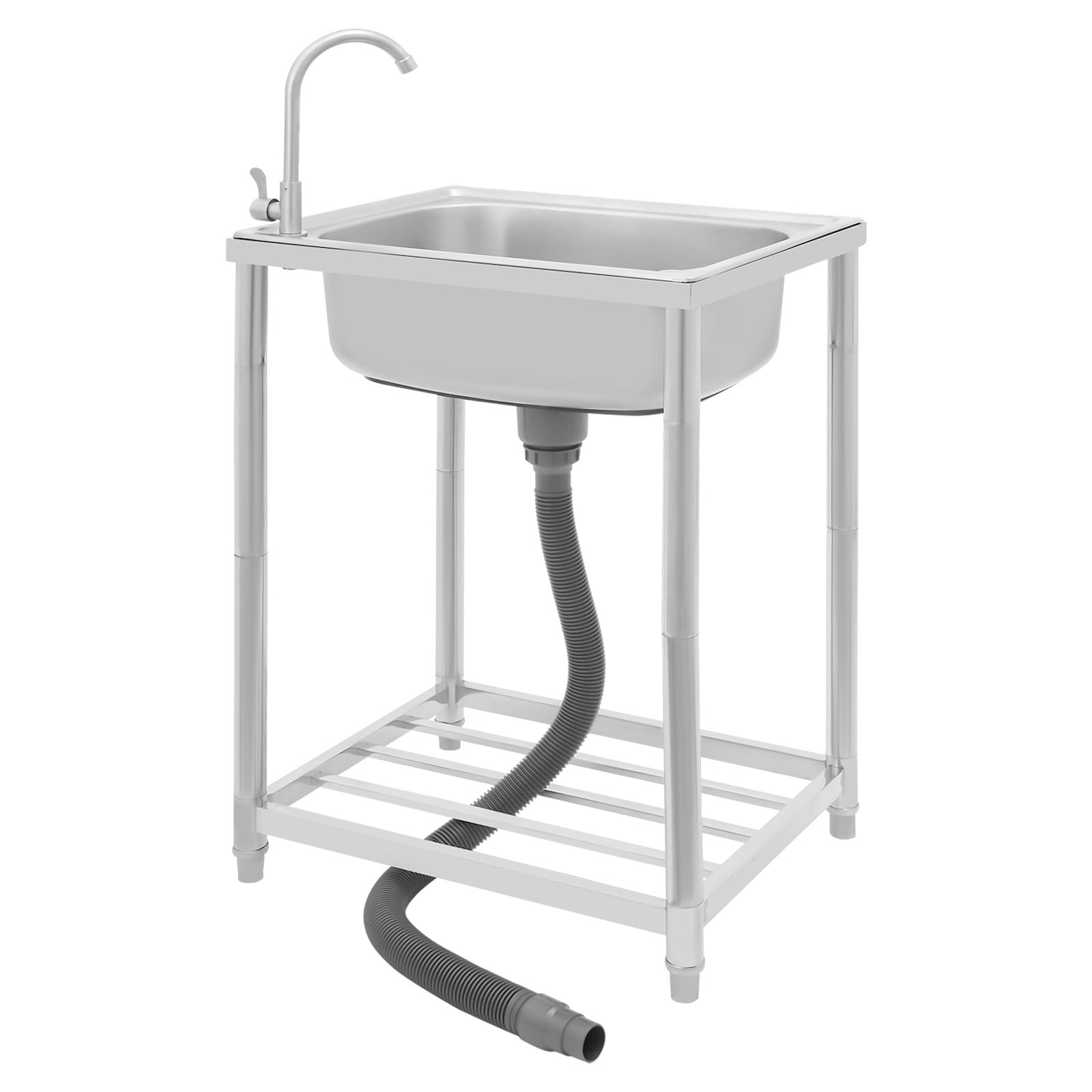 Kitchen Sink, Stainless Steel Sink, Free Standing Single Bowl Sink for Homes, Outdoors, Restaurants, Laundry Rooms, Basements