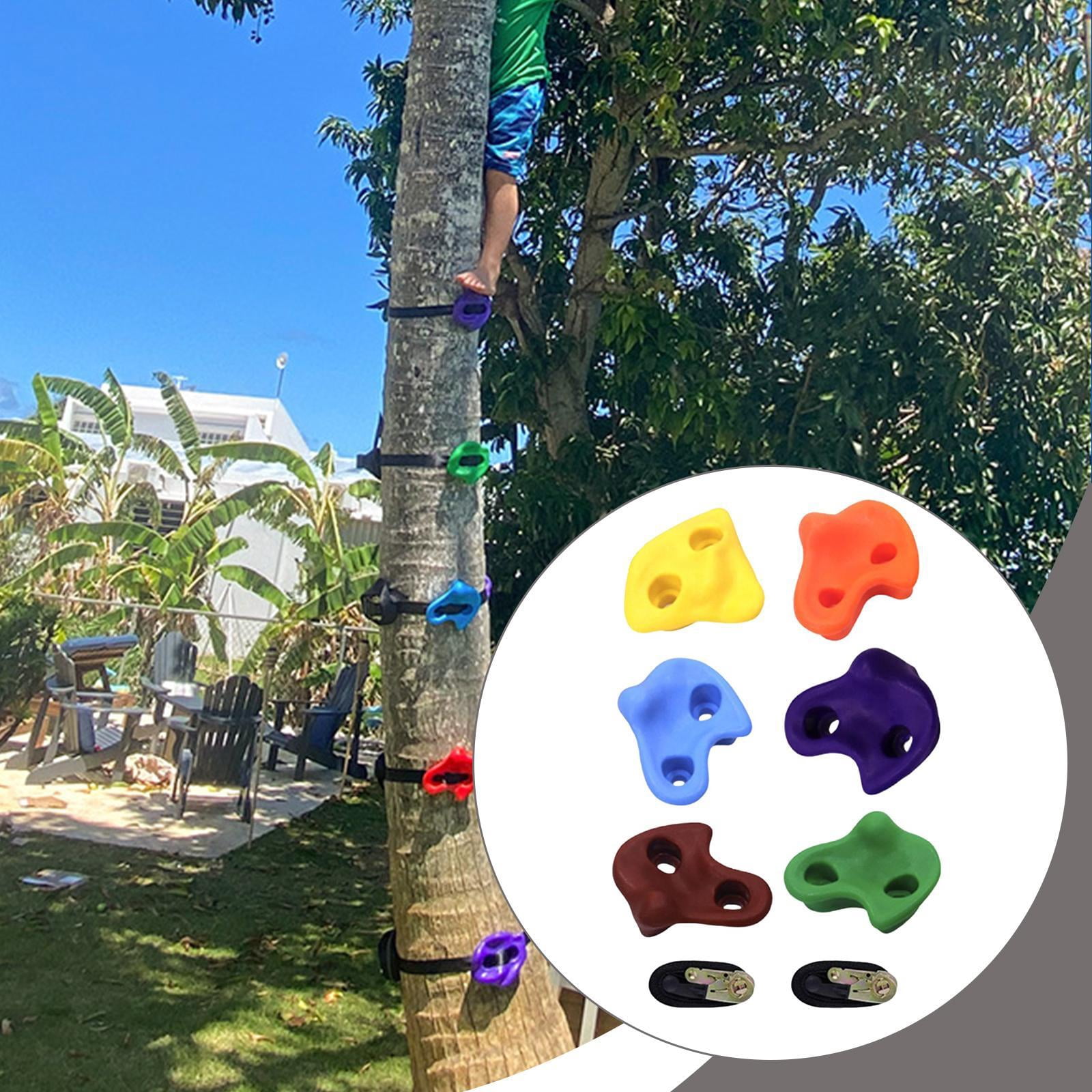 Miulika 6x Tree Climbing Holds for Kids Climber Load 220lb Nonslip Grip with 2 Ratchet Straps for Park Games Obstacle Course Training
