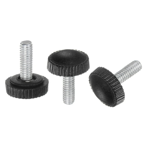 Uxcell 50 Packs M4 x 12mm Metric Male Thread Knurled Knobs Thumb Screw Clamping Knobs Grip Black