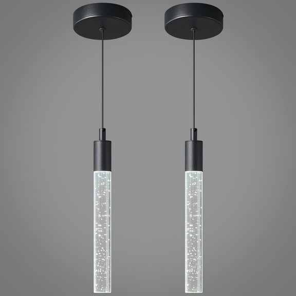 ZHLWIN Modern Kitchen Island Pendant Light Dimmable LED Black Mini Pendant Lighting Bedroom Bedside Table Small Pendant Lights, 2-Pack