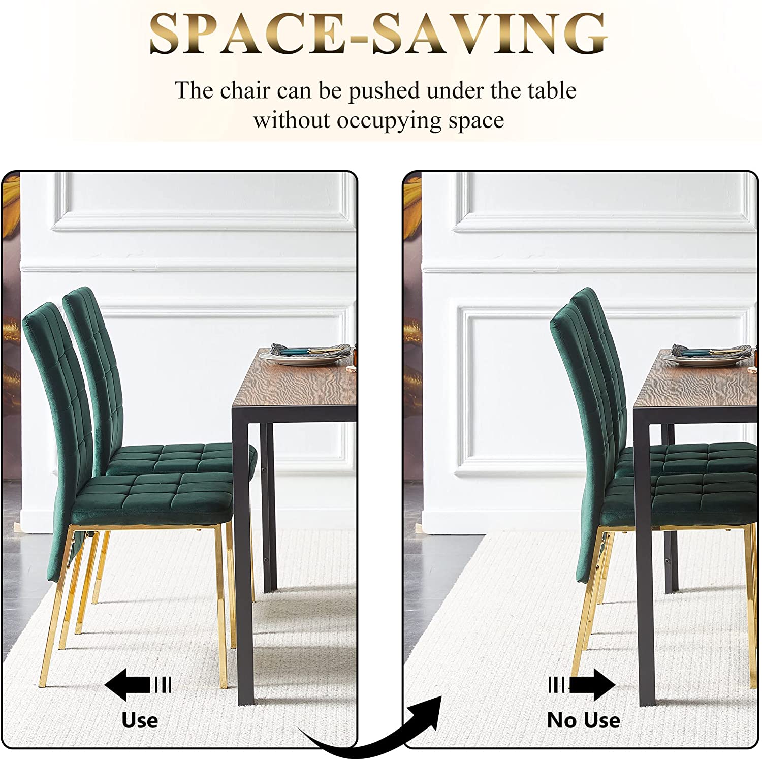 NORDICANA 5 Piece Dining Table Set for 4,Home Kitchen Dining Room Set,Engineered Wood Home Desk with Thick Tabletop& 4 PCS Soft Velvet Dining Chair Ergonomic Design for Dining Hall,Restaurant