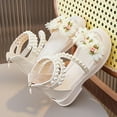 thumbnail image 4 of Sopiago Girls Gladiator Sandals Cute Strappy Dress Shoes for Toddler Girls with Zipper Summer Flower Girl Shoes White,13 (Toddler/Little Kid/Big Kid), 4 of 7