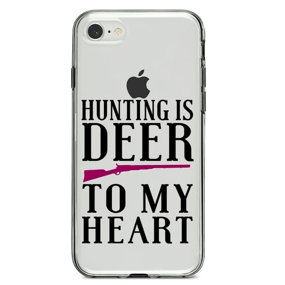 DistinctInk Clear Shockproof Hybrid Case for iPhone 7 8 SE (2020 Model) 4.7" Screen TPU Bumper Acrylic Back Tempered Glass Screen Protector - Hunting is DEER to My Heart