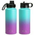 thumbnail image 3 of Drinco Water Bottle Double Wall Vacuum Insulated Stainless Steel, 32oz Ombre Fuschia Teal, 3 of 5