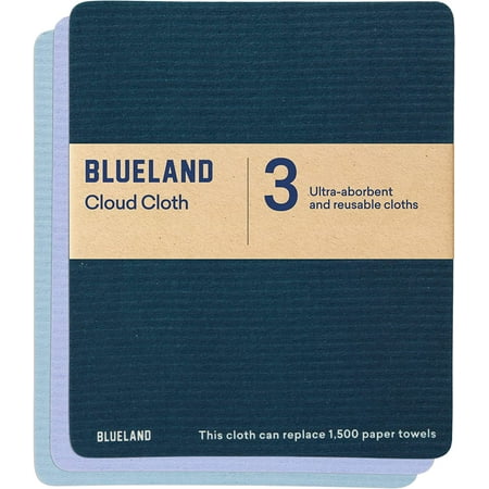 

Cloud Cloth - 3 Pack of Swedish Dish Cloths - Reusable Ultra-Absorbent Natural Kitchen Sponge Towel Made from All-Natural Cotton & Plant Cellulose - for Kitchen Counters & Washing Dishes